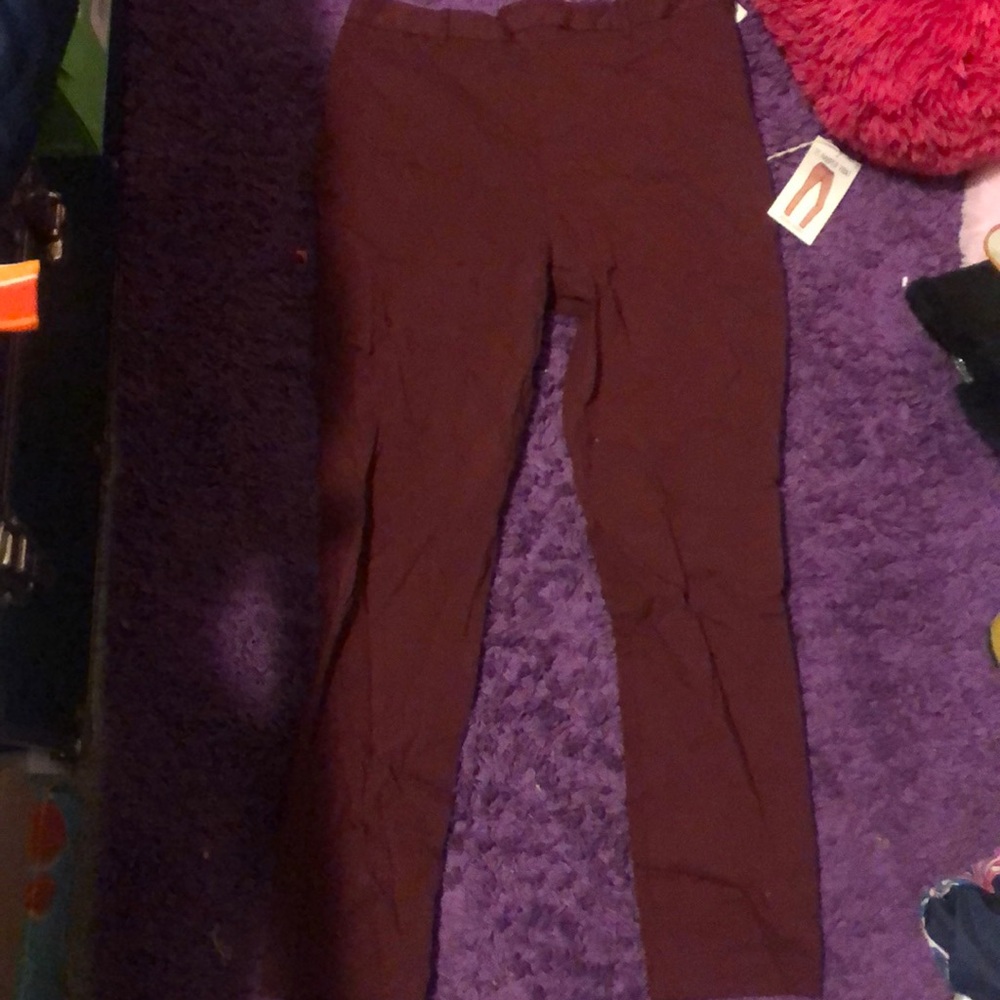 Burgundy Fitted Dress Pants